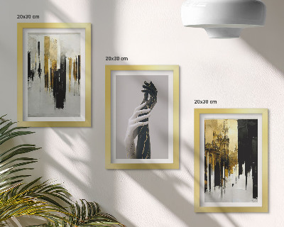 Ensemble de 3 tableaux Motifs de peinture abstraite et deux mains