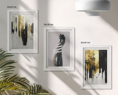 Ensemble de 3 tableaux Motifs de peinture abstraite et deux mains