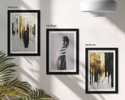 Ensemble de 3 tableaux Motifs de peinture abstraite et deux mains