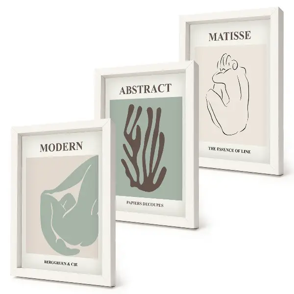 Ensemble de 3 tableaux élégants aux motifs abstraits d'Henri Matisse