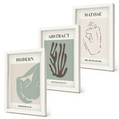 Ensemble de 3 tableaux élégants aux motifs abstraits d'Henri Matisse