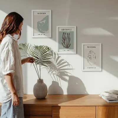 Ensemble de 3 tableaux élégants aux motifs abstraits d'Henri Matisse