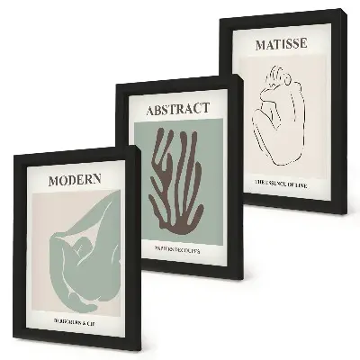 Ensemble de 3 tableaux élégants aux motifs abstraits d'Henri Matisse