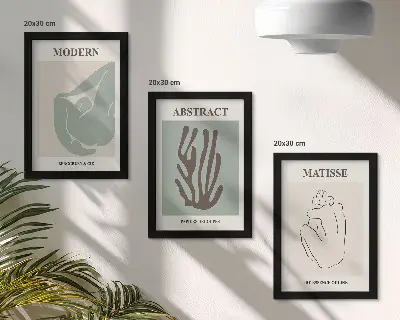 Ensemble de 3 tableaux élégants aux motifs abstraits d'Henri Matisse
