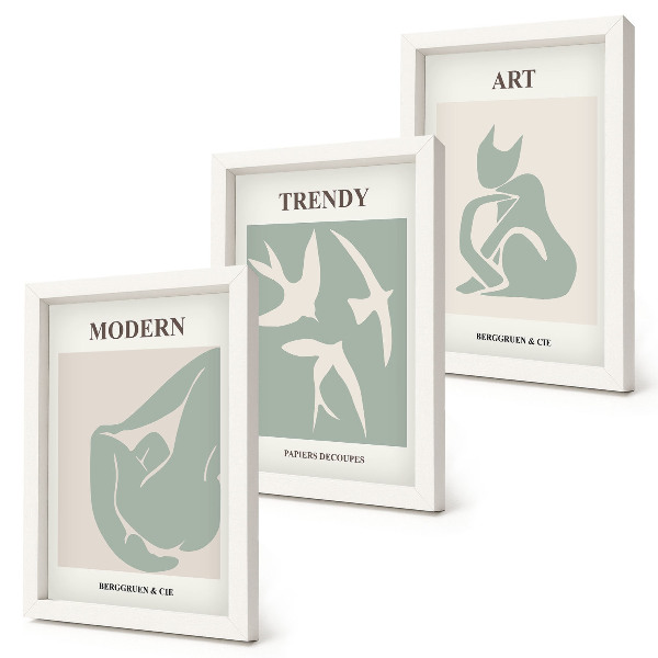 Lot de 3 tableaux Figures abstraites d'Henri Matisse aux couleurs douces