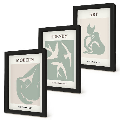 Lot de 3 tableaux Figures abstraites d'Henri Matisse aux couleurs douces
