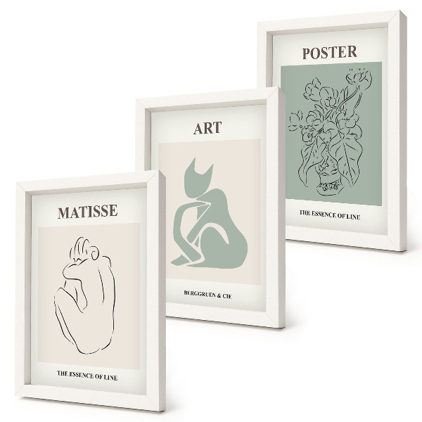 Ensemble de 3 tableaux Affiches dans les tons beige et vert d'Henri Matisse