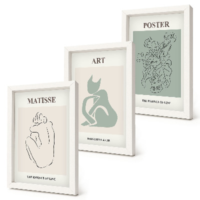 Ensemble de 3 tableaux Affiches dans les tons beige et vert d'Henri Matisse
