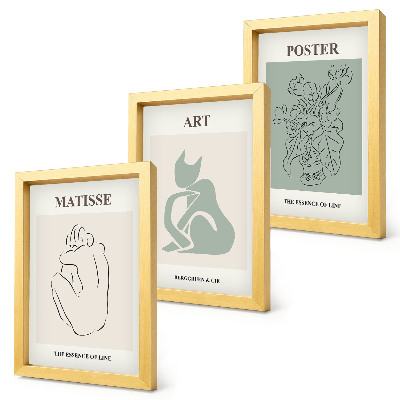 Ensemble de 3 tableaux Affiches dans les tons beige et vert d'Henri Matisse