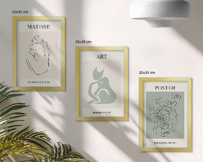 Ensemble de 3 tableaux Affiches dans les tons beige et vert d'Henri Matisse