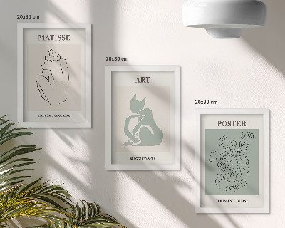 Ensemble de 3 tableaux Affiches dans les tons beige et vert d'Henri Matisse