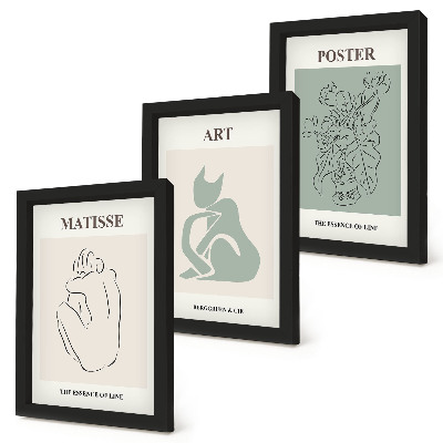 Ensemble de 3 tableaux Affiches dans les tons beige et vert d'Henri Matisse