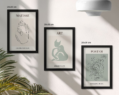 Ensemble de 3 tableaux Affiches dans les tons beige et vert d'Henri Matisse