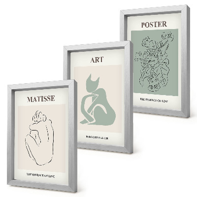 Ensemble de 3 tableaux Affiches dans les tons beige et vert d'Henri Matisse