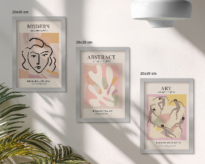 Mur de cadres Portraits élégants et formes abstraites aux couleurs pastel