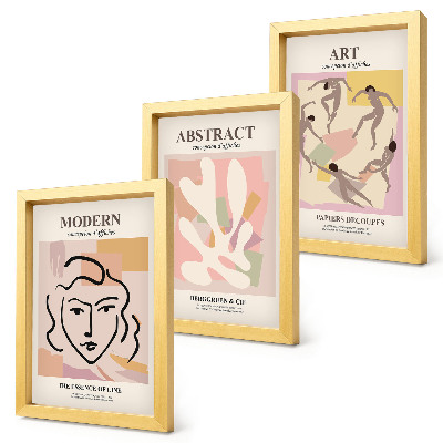 Mur de cadres Portraits élégants et formes abstraites aux couleurs pastel
