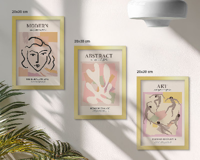 Mur de cadres Portraits élégants et formes abstraites aux couleurs pastel