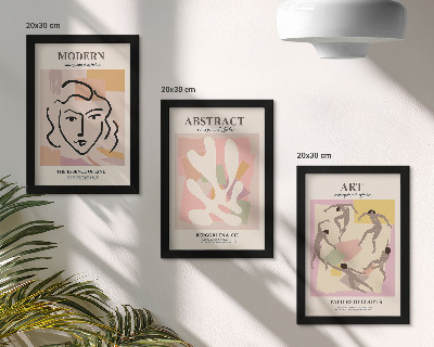Mur de cadres Portraits élégants et formes abstraites aux couleurs pastel
