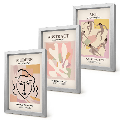Mur de cadres Portraits élégants et formes abstraites aux couleurs pastel
