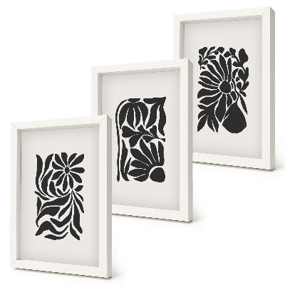 Lot de 3 tableaux Motifs végétaux abstraits dans des tons de noir