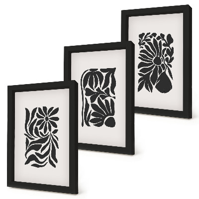 Lot de 3 tableaux Motifs végétaux abstraits dans des tons de noir