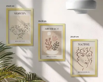 Mur de cadres motifs et lignes végétales au style moderne