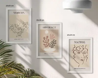 Mur de cadres motifs et lignes végétales au style moderne
