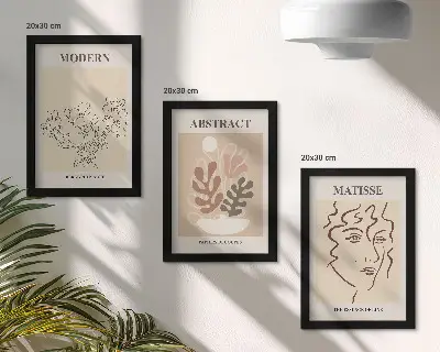 Mur de cadres motifs et lignes végétales au style moderne