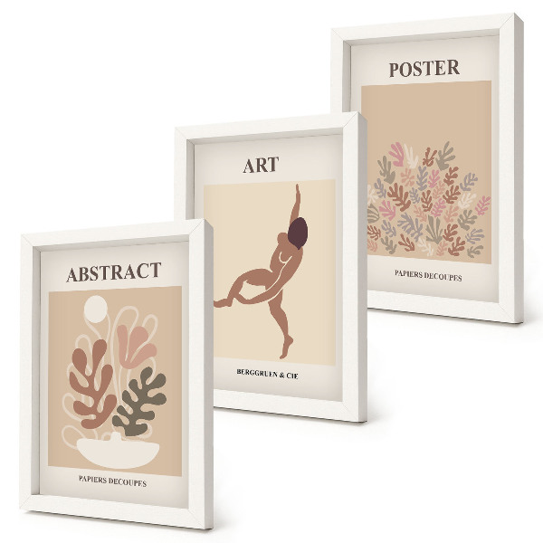 Ensemble de 3 tableaux Compositions abstraites élégantes d'Henri Matisse