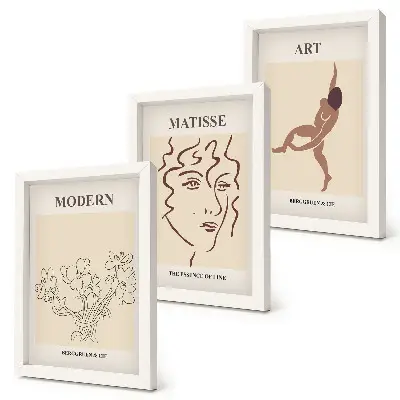 Mur de cadres avec des illustrations élégantes de fleurs, de visages et de silhouettes humaines