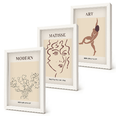 Mur de cadres Des graphismes élégants avec des fleurs, des visages et des figures humaines
