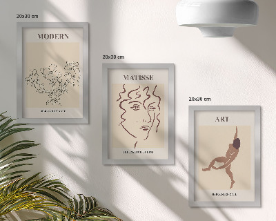 Mur de cadres Des graphismes élégants avec des fleurs, des visages et des figures humaines