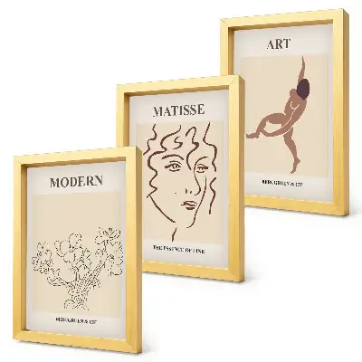 Mur de cadres avec des illustrations élégantes de fleurs, de visages et de silhouettes humaines