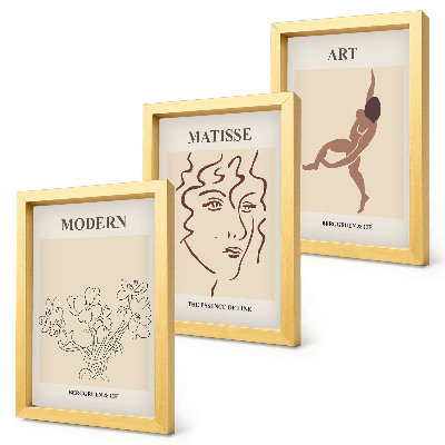 Mur de cadres Des graphismes élégants avec des fleurs, des visages et des figures humaines