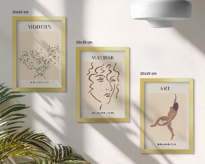 Mur de cadres Des graphismes élégants avec des fleurs, des visages et des figures humaines