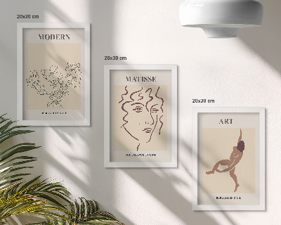 Mur de cadres Des graphismes élégants avec des fleurs, des visages et des figures humaines