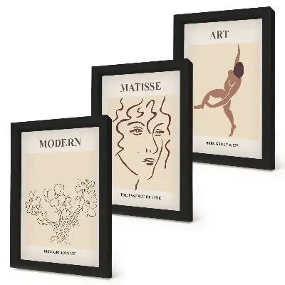 Mur de cadres avec des illustrations élégantes de fleurs, de visages et de silhouettes humaines