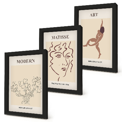 Mur de cadres Des graphismes élégants avec des fleurs, des visages et des figures humaines