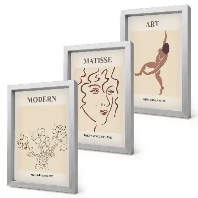 Mur de cadres avec des illustrations élégantes de fleurs, de visages et de silhouettes humaines