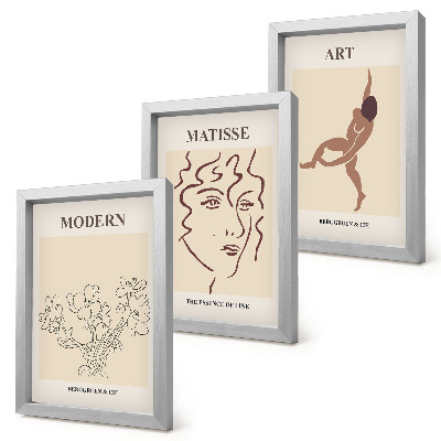Mur de cadres Des graphismes élégants avec des fleurs, des visages et des figures humaines