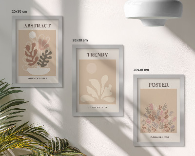 Lot de 3 tableaux Affiches à motifs végétaux dans des tons beige et marron