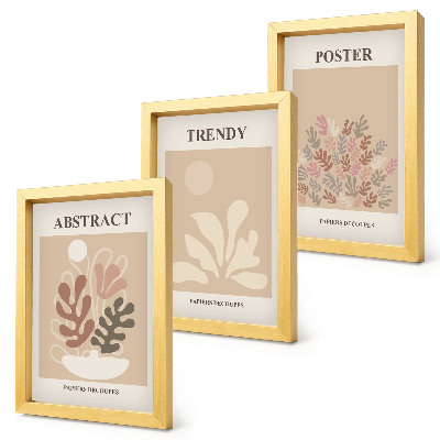 Lot de 3 tableaux Affiches à motifs végétaux dans des tons beige et marron