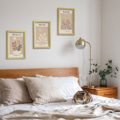 Lot de 3 tableaux Affiches à motifs végétaux dans des tons beige et marron