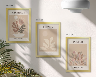 Lot de 3 tableaux Affiches à motifs végétaux dans des tons beige et marron
