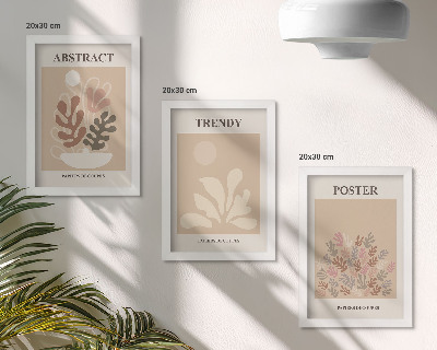 Lot de 3 tableaux Affiches à motifs végétaux dans des tons beige et marron