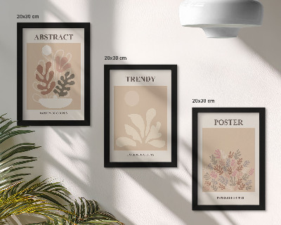 Lot de 3 tableaux Affiches à motifs végétaux dans des tons beige et marron