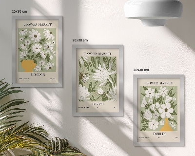 Ensemble de 3 tableaux Affiches florales Londres Tokyo Dublin