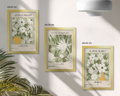Ensemble de 3 tableaux Affiches florales Londres Tokyo Dublin