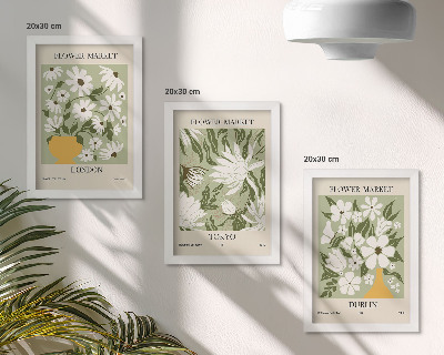 Ensemble de 3 tableaux Affiches florales Londres Tokyo Dublin