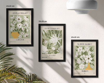 Ensemble de 3 tableaux Affiches florales Londres Tokyo Dublin